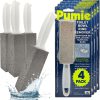 PUMIE Pumice Stone Toilet Bowl Cleaner (4-Pack) - Toilet Pumice Stone with Handle - Heavy Duty Scouring Stick for Rings. Bowls. Hard Water Stains. Lime. Rust. Sink - Includes Handle for Easy Use
